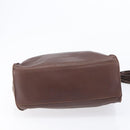 PRADA Hand Bag Leather Brown Silver Auth 210742-13