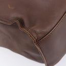 PRADA Hand Bag Leather Brown Silver Auth 210742-15
