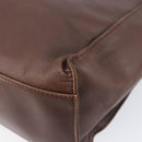 PRADA Hand Bag Leather Brown Silver Auth 210742-16