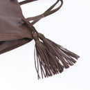 PRADA Hand Bag Leather Brown Silver Auth 210742-18
