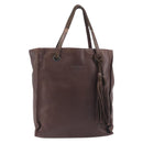 PRADA Hand Bag Leather Brown Silver Auth 210742-2
