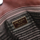 PRADA Hand Bag Leather Brown Silver Auth 210742-20