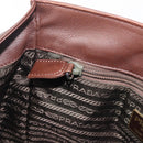 PRADA Hand Bag Leather Brown Silver Auth 210742-24