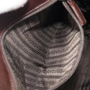 PRADA Hand Bag Leather Brown Silver Auth 210742-25