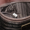 PRADA Hand Bag Leather Brown Silver Auth 210742-26