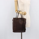 PRADA Hand Bag Leather Brown Silver Auth 210742-27