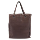 PRADA Hand Bag Leather Brown Silver Auth 210742-3