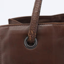 PRADA Hand Bag Leather Brown Silver Auth 210742-4