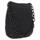 PRADA Plastic Chain Shoulder Bag Nylon Black Silver Auth 210743A-1