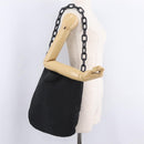 PRADA Plastic Chain Shoulder Bag Nylon Black Silver Auth 210743A-24