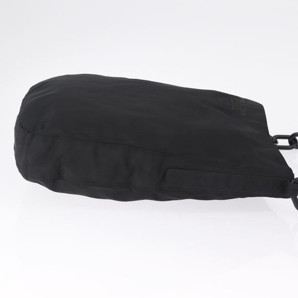 PRADA Plastic Chain Shoulder Bag Nylon Black Silver Auth 210743A
