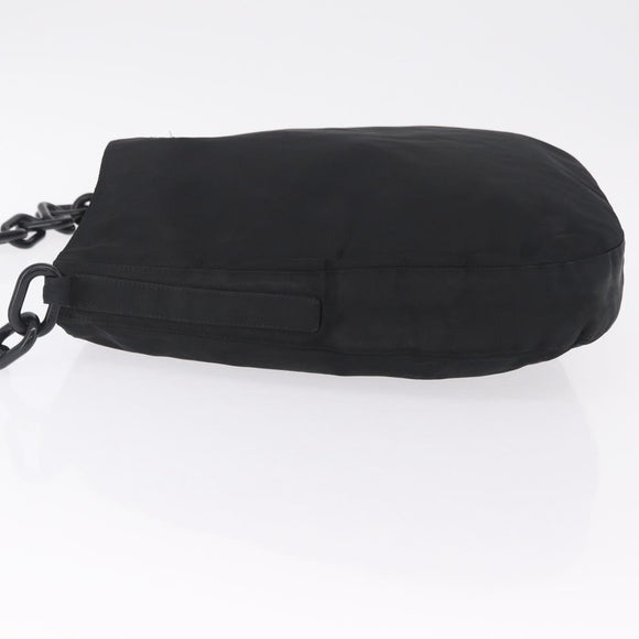PRADA Plastic Chain Shoulder Bag Nylon Black Silver Auth 210743A