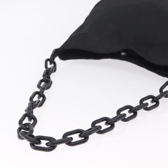 PRADA Plastic Chain Shoulder Bag Nylon Black Silver Auth 210743A