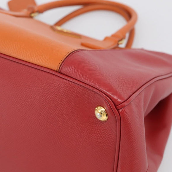PRADA Galleria Hand Bag Saffiano 2way Orange Gold Auth 210749V