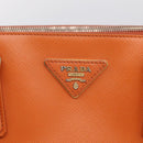 PRADA Galleria Hand Bag Saffiano 2way Orange Gold Auth 210749V-17