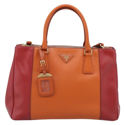 PRADA Galleria Hand Bag Saffiano 2way Orange Gold Auth 210749V - 0