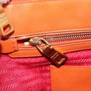 PRADA Galleria Hand Bag Saffiano 2way Orange Gold Auth 210749V-23