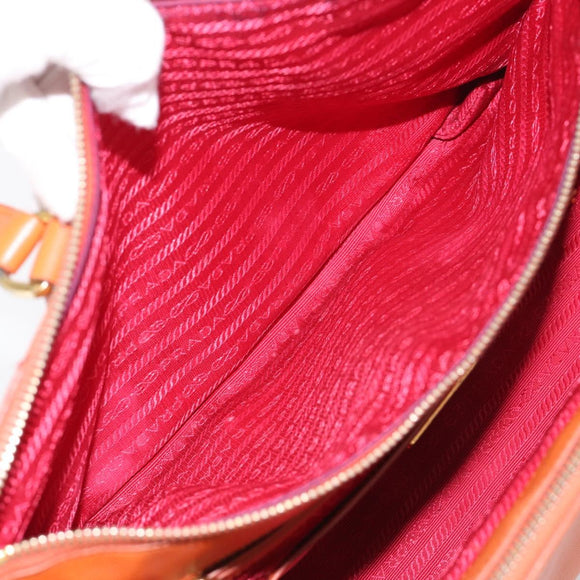 PRADA Galleria Hand Bag Saffiano 2way Orange Gold Auth 210749V