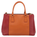 PRADA Galleria Hand Bag Saffiano 2way Orange Gold Auth 210749V-3