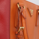 PRADA Galleria Hand Bag Saffiano 2way Orange Gold Auth 210749V-33