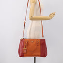 PRADA Galleria Hand Bag Saffiano 2way Orange Gold Auth 210749V-34