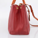 PRADA Galleria Hand Bag Saffiano 2way Orange Gold Auth 210749V-4