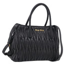 Miu Miu Matelasse Hand Bag Leather 2way Black Gold Auth 210751V-1