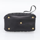 Miu Miu Matelasse Hand Bag Leather 2way Black Gold Auth 210751V-13