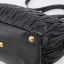 Miu Miu Matelasse Hand Bag Leather 2way Black Gold Auth 210751V-14