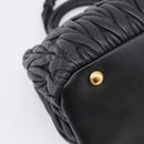 Miu Miu Matelasse Hand Bag Leather 2way Black Gold Auth 210751V-15