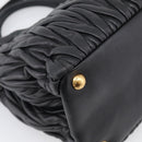 Miu Miu Matelasse Hand Bag Leather 2way Black Gold Auth 210751V-17