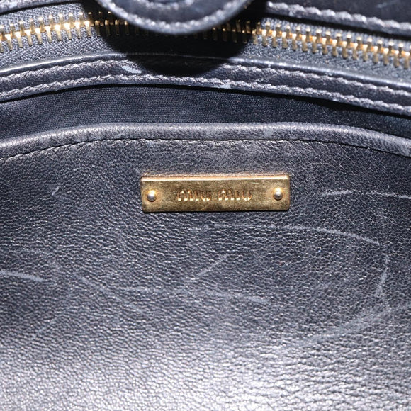 Miu Miu Matelasse Hand Bag Leather 2way Black Gold Auth 210751V