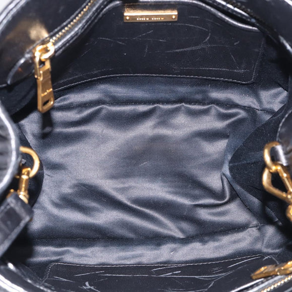 Miu Miu Matelasse Hand Bag Leather 2way Black Gold Auth 210751V