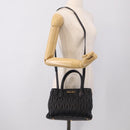Miu Miu Matelasse Hand Bag Leather 2way Black Gold Auth 210751V-29