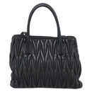 Miu Miu Matelasse Hand Bag Leather 2way Black Gold Auth 210751V-3