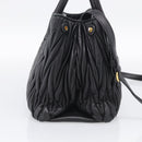 Miu Miu Matelasse Hand Bag Leather 2way Black Gold Auth 210751V-4