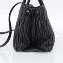 Miu Miu Matelasse Hand Bag Leather 2way Black Gold Auth 210751V-5