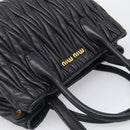 Miu Miu Matelasse Hand Bag Leather 2way Black Gold Auth 210751V-6