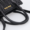 Miu Miu Matelasse Hand Bag Leather 2way Black Gold Auth 210751V-7