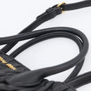 Miu Miu Matelasse Hand Bag Leather 2way Black Gold Auth 210751V-8