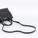 Miu Miu Matelasse Hand Bag Leather 2way Black Gold Auth 210751V-9