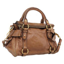Miu Miu Matelasse Hand Bag Vitellolux 2way Brown Gold Auth 210753V-1
