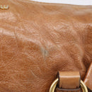 Miu Miu Matelasse Hand Bag Vitellolux 2way Brown Gold Auth 210753V-10