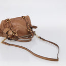 Miu Miu Matelasse Hand Bag Vitellolux 2way Brown Gold Auth 210753V-11