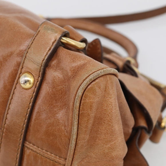 Miu Miu Matelasse Hand Bag Vitellolux 2way Brown Gold Auth 210753V