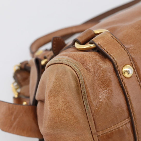 Miu Miu Matelasse Hand Bag Vitellolux 2way Brown Gold Auth 210753V