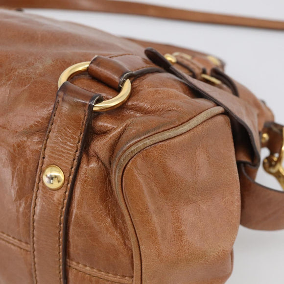 Miu Miu Matelasse Hand Bag Vitellolux 2way Brown Gold Auth 210753V