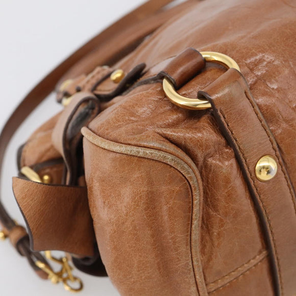 Miu Miu Matelasse Hand Bag Vitellolux 2way Brown Gold Auth 210753V