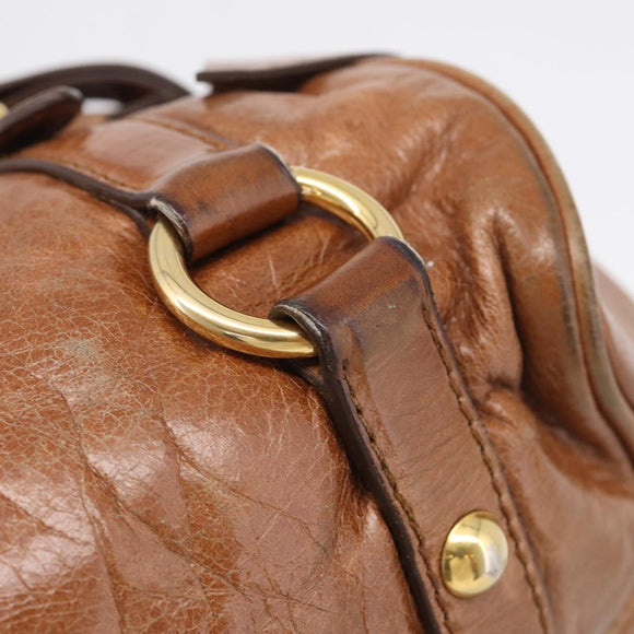 Miu Miu Matelasse Hand Bag Vitellolux 2way Brown Gold Auth 210753V