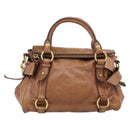 Miu Miu Matelasse Hand Bag Vitellolux 2way Brown Gold Auth 210753V-2